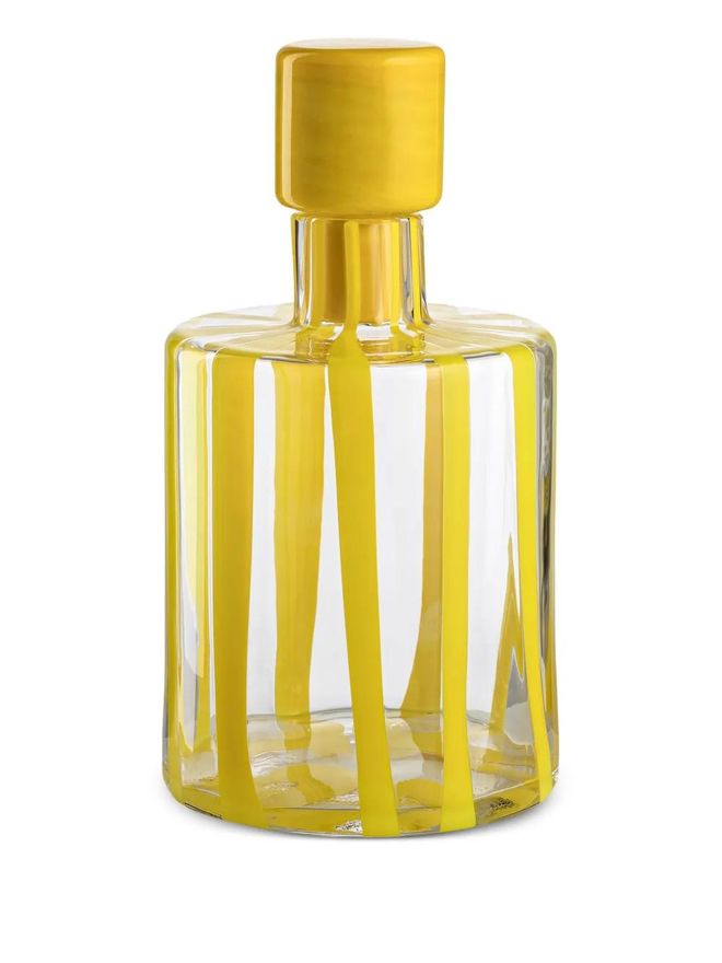 Cyrcus striped glass bottle (11cm x 20cm) - White