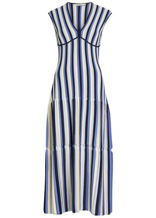 SIMKHAI Lianne Striped Textured Knit Midi Dress - Blue - S (UK8-10 / S)