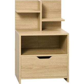 HOMCOM Homcom Mesita De Noche De Madera Mesilla De Noche Moderna Con Caj&oacute;n Y Estantes De Almacenamiento Mesita Auxiliar Para Sal&oacute;n Dormitorio 45x35x73 Cm