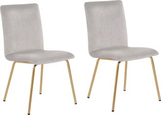 Beliani Beliani - Conjunto De 2 Sillas De Comedor De Terciopelo Gris Sin Reposabrazos Patas De Metal Dorado Retro Glamour Rubio