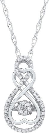MAX + STONE Sterling Silver Two Heart Dancing Diamond Forever Love Infinity Pendant Necklace