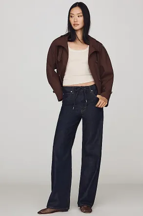 Frame Denim Off Duty High-Rise Wide-Leg Drawstring Jeans