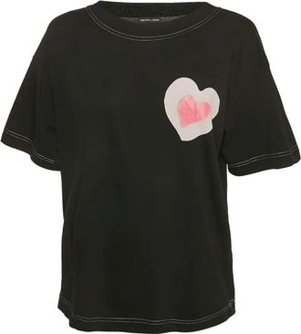 Emporio Armani heart-appliqué cotton T-shirt - Black