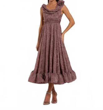 Mac Duggal Sleeveless Cowl Neck Chiffon Midi Dress In Mauve