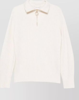 Forte_Forte cashmere wool ribbed high neck half zip sweatshirt