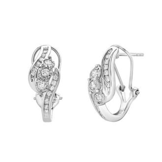 LuvMyJewelry Peonelle Cluster Diamond Huggie Hoop Earrings in 14K Gold in 14K White Gold at Nordstrom