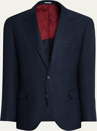 Brunello Cucinelli Mens Linen and Wool Single-Breasted Jacket