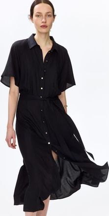 H&M Tie-belt shirt dress in Black at Nordstrom, Size Xx-Large