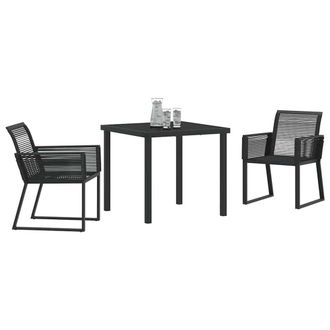 Berkfield Home Modern 3 Piece Garden Dining Set Black Poly Rattan