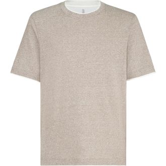 Brunello Cucinelli T-shirt with faux-layering in Hazelnut at Nordstrom, Size Xxx-Large Eu