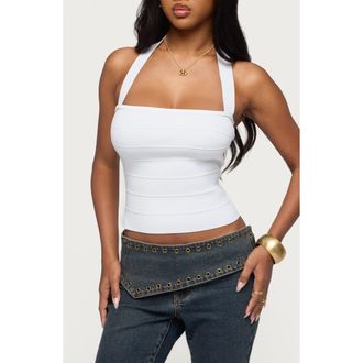 Edikted Esmerela Bandage Crop Halter Top in White at Nordstrom, Size X-Small