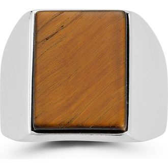 Yield of Men Mens Tigers-Eye Signet Ring in Silver at Nordstrom Rack, Size 12