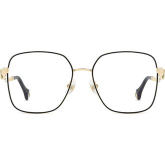 Carolina Herrera 56mm Square Reading Glasses in Gold Black at Nordstrom