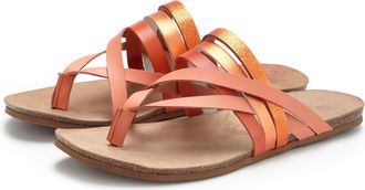 Lascana Zehentrenner LASCANA, Damen, Gr. 36, orange, Obermaterial: 100% Rindsleder. Decksohle: 100% Rindsleder. Laufsohle: 100% Synthetik, metallic, Schuhe Ze