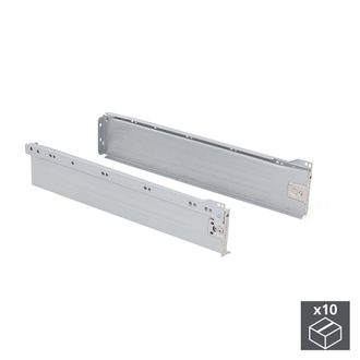 Emuca Kit Cassetto Per Cucina Ultrabox, Altezza 86 Mm, Prof. 450 Mm, Acciaio, Grigio Metallizzato, 10 Pezzi 3002825 Emuca