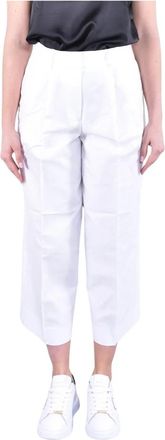 Michael Kors Cropped Wijde Pijpen Broek - Dames - Vrijetijds broeken - Wit - XS - Katoen - Broeken