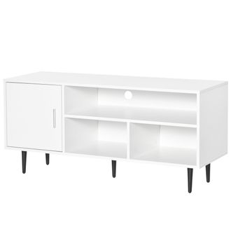 HOMCOM TV Stand Cabinet with Shelves and Cable Hole for Living Room - White | TJ Hughes