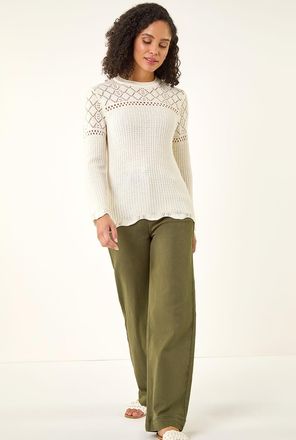 Roman Textured Wave Hem Knit Jumper