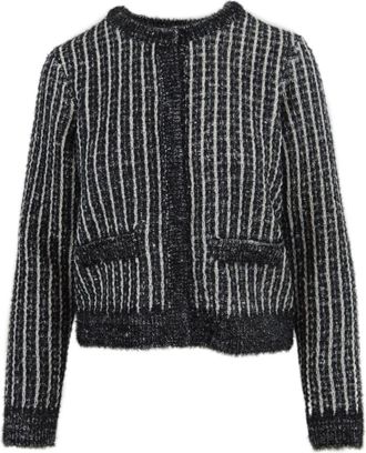 Karl Lagerfeld Boucl&eacute; Gebreid Vest - Dames - Vesten - Zwart - M - Katoen - Truien & Vesten