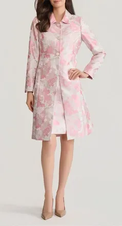 Kasper Floral Long Jacket in Tutu Pink Multi at Nordstrom, Size 8
