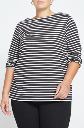 Universal Standard Belle Breton Stripe Top in Black/white Stripe at Nordstrom, Size Xxx-Large