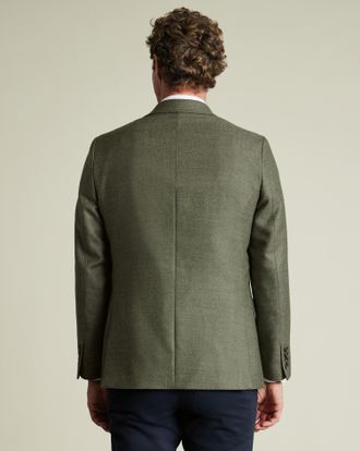 CHARLES TYRWHITT Wool Texture Twill Jacket - Moss Green Size 36R by Charles Tyrwhitt