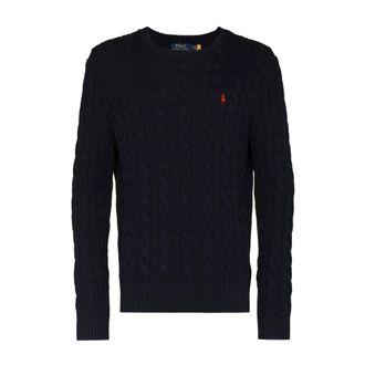 Polo Ralph Lauren Round-neck Knitwear, male, Blue, L, Classic Blue Jumper for Men