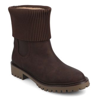 Journee Collection Journee Womens Isabeau Medium and Wide Width Knit Collar Chelsea Boots