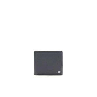 Ferragamo Gancini Bi-Fold Portemonnee - Heren - Accessoires - Blauw - Maat: ONE Size Leer