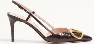 Valentino Garavani VLogo Signature Slingback Pumps In 80MM Printed Calfskin Wo