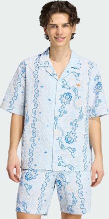 adidas Originals Camicia in seersucker stile resort blu con stampa
