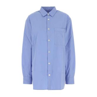 Tekla Poplin Pyjamas Shirt - Heren - Casual Overhemden - Blauw - M - Katoen - Overhemden