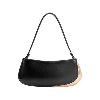 Melie Bianco Womens Recycled Vegan Leather Shoulder Bag In Sade Black
