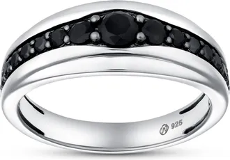 LuvMyJewelry Ren 1CT Diagonal Black Spinel Ring 925 Silver