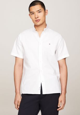Tommy Hilfiger Kurzarmhemd TOMMY HILFIGER 1985 FLEX OXFORD Regular Fit SHIRT, Herren, Gr. 3XL, N-Gr, weiss (wei&szlig;), Web, Obermaterial: 97% Baumwolle, 3% Elasthan, Hem