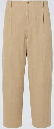 Frame Denim Pleated cotton straight pants