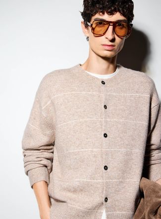 Le 31 Mens Pure cotton beige Cardigan Sweater Imported from Seoul