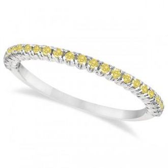 Allurez Half-Eternity Pave Lab Yellow Lab Grown Diamond Stacking Ring 14k White Gold (0.25ct)