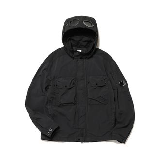 C.P. Company Light Jackets, male, Black, Size: 2XL Flatt Nylon Mixed Goggle Overshirt