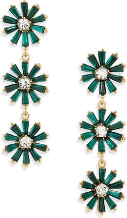 Cara Crystal Flower Linear Drop Earrings in Gold/Green at Nordstrom Rack