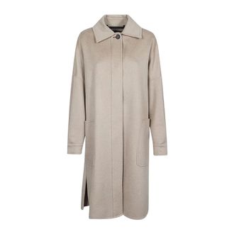 Max Mara Single-Breasted Coats, female, Beige, Size: XS Wool Blend Shirt Jacket