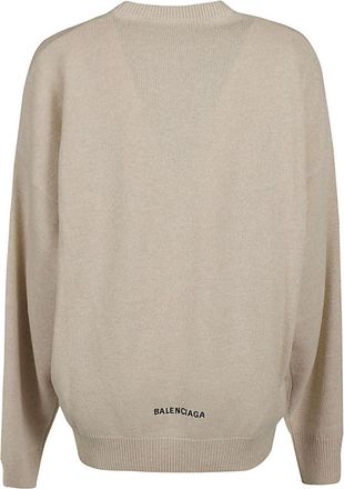 Balenciaga Wool Blend Crewneck Sweater - Beige