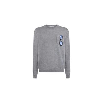 Moschino Extra-fine Merino Wool Intarsia Jumper - male - Moschino - Round-neck Knitwear - Gray - 2XL - Knitwear