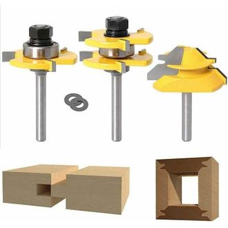 OEM Fresa De Inglete Con Bloqueo De 45 Grados + Fresa De Leng&uuml;eta + Fresa De Ranurado, Fresa Para Carpinter&iacute;a Para Herramientas De Carpinter&iacute;a (1/4 (6,35 