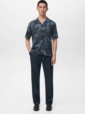 Mango Camicia fluida stampa collo bowling indaco - Uomo - XS - MANGO MAN