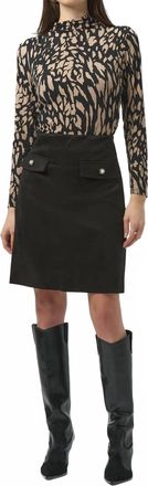 Joseph Ribkoff Faux Suede A-Line Mini Skirt In Black