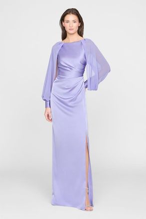 Theia Penelope Satin Column Dress in Deep Periwinkle at Nordstrom, Size 10