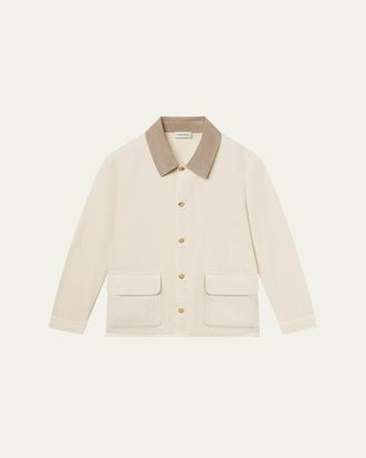 Frame Denim Mens Corduroy-Collar Canvas Shirt Jacket