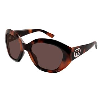 Gucci Gg2200S Geometrische Zonnebril - Dames - Accessoires - Bruin - Maat: 56 MM
