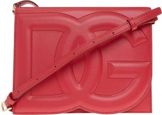 Dolce & Gabbana Schoudertas met logo - Dames - Schoudertassen - Rood - ONE Size - Leer - Tassen